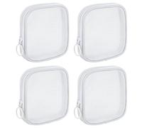 Sinzip 4 Stück Mini-Reißverschluss-Nylon-Netzbeutel, Netz-Kosmetiktasche, Make-up-Tasche, Mehrzweck-Reise-Kulturbeutel für Bürobedarf und Reisezubehör, Weiss/opulenter Garten, S, Nylon-Netztasche