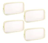 Sinzip 4 Stück Mini-Reißverschluss-Nylon-Netzbeutel, Netz-Kosmetiktasche, Make-up-Tasche, Mehrzweck-Reise-Kulturbeutel für Bürobedarf und Reisezubehör, Beige, M