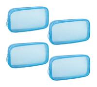 Sinzip 4 Stück Mini-Reißverschluss-Nylon-Netzbeutel, Netz-Kosmetiktasche, Make-up-Tasche, Mehrzweck-Reise-Kulturbeutel für Bürobedarf und Reisezubehör, Blau, M, Nylon-Netztasche