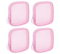 Sinzip 4 Stück Mini-Reißverschluss-Nylon-Netzbeutel, Netz-Kosmetiktasche, Make-up-Tasche, Mehrzweck-Reise-Kulturbeutel für Bürobedarf und Reisezubehör, Pink, S, Nylon-Netztasche
