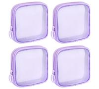 Sinzip 4 Stück Mini-Reißverschluss-Nylon-Netzbeutel, Netz-Kosmetiktasche, Make-up-Tasche, Mehrzweck-Reise-Kulturbeutel für Bürobedarf und Reisezubehör, Violett, S