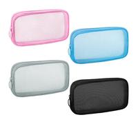 Sinzip 4 Stück Mini-Reißverschluss-Nylon-Netzbeutel, Netz-Kosmetiktasche, Make-up-Tasche, Mehrzweck-Reise-Kulturbeutel für Bürobedarf und Reisezubehör, Mehrfarbig, M, Nylon-Netztasche