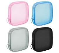 Sinzip 4 Stück Mini-Reißverschluss-Nylon-Netzbeutel, Netz-Kosmetiktasche, Make-up-Tasche, Mehrzweck-Reise-Kulturbeutel für Bürobedarf und Reisezubehör, Mehrfarbig, S, Nylon-Netztasche