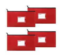 Sinzip 4er-Pack Bankeinzahlungsbeutel, robuste Sicherheits-Geldb rse aus Kunstleder mit Reissverschluss und transparentem Fenster, Munzbeutel, Bar