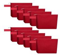 Sinzip Make-up-Tasche aus Baumwollleinen, mit Boden und Gurt, Mehrzweck-Kosmetiktasche mit Reißverschluss, Reise-Kulturbeutel, blanko, Basteltasche, 10 Stück, Rot/Ausflug, einfarbig (Getaway Solids