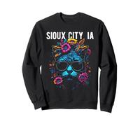 Sioux City IA Katze mit Sonnenbrille und Blumen Design Sweatshirt