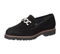 Sioux Damen Slipper Meredith – Leder (Lambsuede) Schwarz, Absatz 15 mm, Gr. 41 ½ EU / 7,5 UK