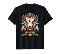 Sioux Nation Büffelmotiv mit Totenkopf und Blume T-Shirt