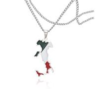 SIPURIS Halskette mit italienischer Karte, Edelstahl, Flagge, Anhänger, bunter Italien-Schmuck, personalisierter Schmuck, Edelstahl, Kein Edelstein