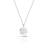 SIPURIS Halskette mit vierblättrigem Kleeblatt-Design, keltisches Glücksbringer, Schutzamulett, Schmuck für Damen und Jugendliche, 17.3mm x 14.9mm, Edelstahl, Kein Edelstein