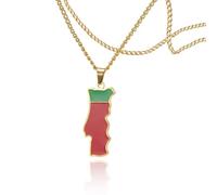 SIPURIS Portugal Karte Halskette Edelstahl Flagge Halskette Anhänger Bunt Portugal Schmuck Personalisierte Geschenke, Edelstahl, Kein Edelstein