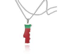 SIPURIS Portugal Karte Halskette Edelstahl Flagge Halskette Anhänger Bunt Portugal Schmuck Personalisierte Geschenke, Edelstahl, Kein Edelstein