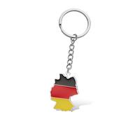 SIPURIS Schlüsselanhänger mit Deutschlandkarte, Edelstahl, Flagge, Schlüsselanhänger, bunt, personalisierbar, Schmuck für Männer und Frauen, silber, 1.4*1.63 in