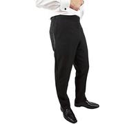 Sir Gregory Herren Smokinghose mit Flacher Vorderseite, Satin-Streifenhose mit dehnbarem Bund - Schwarz - 32" Taille