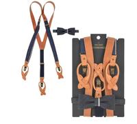 Sir Redman Hosenträger Herren Candiani Denim mit Leder und Fliege - SRCOMBI20082B