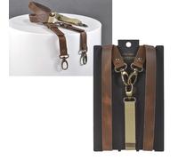 Sir Redman Hosenträger Herren Leder 25mm braun Y-Form mit Karabiner für Gürtelschlaufen - 8721541302003