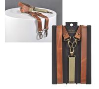 Sir Redman Hosenträger Herren Leder 25mm cognac Y-Form mit Karabiner für Gürtelschlaufen - 6013728717734