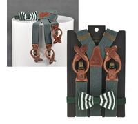 Sir Redman Hosenträger Herren Y-Form 35mm aus recyceltem Garn im Set mit Fliege grün - SRCOMBI20160B