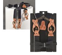 Sir Redman Hosenträger Herren Y-Form 35mm mit Fliege Candiani Denim schwarz - SRCOMBI20084B