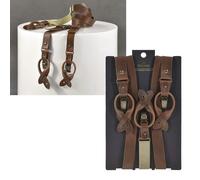 Sir Redman Hosenträger Leder 25mm Y-Form mit Clips und Lederlaschen für Knöpfe braun - 6013709877877