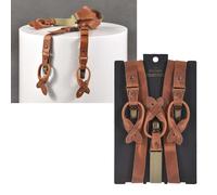 Sir Redman Hosenträger Leder 25mm Y-Form mit Clips und Lederlaschen für Knöpfe cognac - SR35021-SR199
