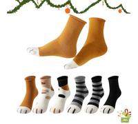 Siribelle Lustige Socken Damen Katzenpfoten Socken Katzensocken Warme Flauschige Socken Damen Dicke Weihnachtssocken Kuschelsocken