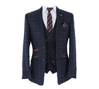 SIRRI Festliche Tweed Sakko mit Karomuster für Herren Tailored Fit in Marineblau, Set Separat Erhältlich, 54R