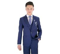 SIRRI Strukturierter 8-teiliger formeller Jungenanzug - Slim Fit für Pagenschnitt, Hochzeit, Kommunion, 236 Königsblau, Alter 10 Jahre