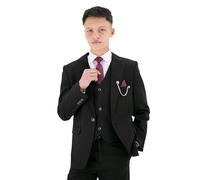 SIRRI Strukturierter 8-teiliger formeller Jungenanzug - Slim Fit für Pagenschnitt, Hochzeit, Kommunion, 132 Schwarz, Alter 13 Jahre