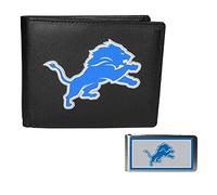 Siskiyou Sports NCAA Detroit Lions Geldbörse mit Geldklammer aus Leder, zweifach faltbar, Schwarz, Einheitsgröße