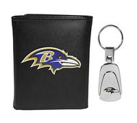 Siskiyou Sports NFL Baltimore Ravens Herren-Geldbörse, dreifach faltbar, mit Stahl-Schlüsselanhänger, Schwarz, Einheitsgröße