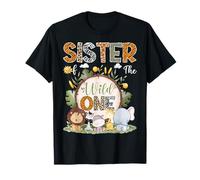 Sister Of The Wild One 1. Geburtstag Kinder Safari Woodland T-Shirt