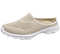 Sisttke Hausschuhe Damen Herren Clogs Slip On Pantoffeln Sommer Outdoor Atmungsaktiv Bequeme Gartenschuhe rutschfest Schlupfschuhe Sabots,Beige-HH,36 EU