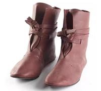 SIULAS Mittelalterliche Cosplay Stiefel - 1 Paar mittelalterliche Schuhe Retro PU Leder Stiefel - Steampunk PU Leder Ritter Stiefel,Braun,46