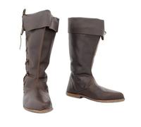 SIULAS Mittelalterliche PU-Lederstiefel - Herren Kurze Reitstiefel Stiefeletten - Vintage Leder Steampunk Ritter Schuhe für Cosplay,Braun,45