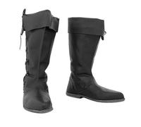 SIULAS Mittelalterliche PU-Lederstiefel - Herren Kurze Reitstiefel Stiefeletten - Vintage Leder Steampunk Ritter Schuhe für Cosplay,Schwarz,44