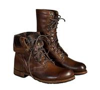 SIULAS Mittelalterliche PU-Lederstiefel - Retro-Reitstiefel für Herren - Steampunk Knight Boots Schnürstiefeletten - Kurze Reitstiefel für Herren Outdoor-Mode Freizeitschuhe,Braun,40