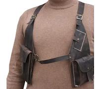 SIULAS PU Leder -Unterarmtasche - Vintage Leder Doppel -Schulter -Holster -Tasche Brieftasche - Verstellbar,Braun,Life Size