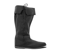 SIULAS Renaissance Mittelalter Cosplay Stiefel - Mittelalter Stiefel - PU Leder Stiefel für Männer Cosplay,Schwarz,45