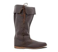 SIULAS Renaissance Mittelalter Cosplay Stiefel - Mittelalter Stiefel - PU Leder Stiefel für Männer Cosplay,Braun,41