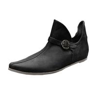 SIULAS Retro Frauen Männer Ritter Kurze Stiefeletten Mittelalterliche Schuhe für Männer und Frauen,Schwarz,46