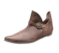 SIULAS Retro Frauen Männer Ritter Kurze Stiefeletten Mittelalterliche Schuhe für Männer und Frauen,Braun,48