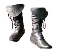 SIULAS Wikinger Gothic Ritter Lederstiefel - Herren Mid-Calf Stiefel - für Cosplay,Schwarz,41