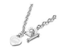 SiVaji Halskette Ketten Schmuck Herren Frauen Anhänger necklace Neo-Gothic Liebesherz Charm Anhänger Halsketten für Frauen Religiöse Bibel Sprüche Kette Halskette Stahlfarbe