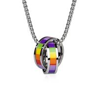 SiVaji Necklace Halskette Ketten Schmuck Herren Frauen Anhänger Necklaceflagge Anhänger Gay Sechs Doppelring Halskette Transfer Amulett Pullover Kette