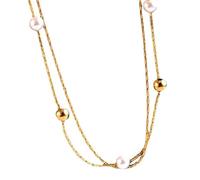 SiVaji Necklaces Halskette Ketten Schmuck Herren Frauen Anhänger Necklace Perlenkette Schlüsselbeinkette Doppellagige Runde Halskette Für Mädchen