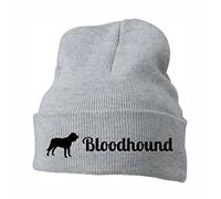 siviwonder Beanie strickmütze mit Hunderasse Stickerei - Bloodhound Bluthund St. Hubertushund - Stickerei Hund Winter Mütze warm für gassi Spaziergang