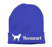 siviwonder Beanie strickmütze mit Hunderasse Stickerei - Hovawart Hund Gebrauchshund Hovawarte Motiv - Stickerei Hund Winter Mütze warm für gassi Spaziergang royal-Weiss