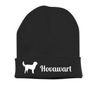 siviwonder Beanie strickmütze mit Hunderasse Stickerei - Hovawart Hund Gebrauchshund Hovawarte Motiv - Stickerei Hund Winter Mütze warm für gassi Spaziergang schwarz-weiß
