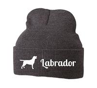 siviwonder Beanie strickmütze mit Hunderasse Stickerei - Labrador Jadghund Retriever Jäger Wasser mit Motiv Labby - Stickerei Hund Winter Mütze warm für gassi Spaziergang